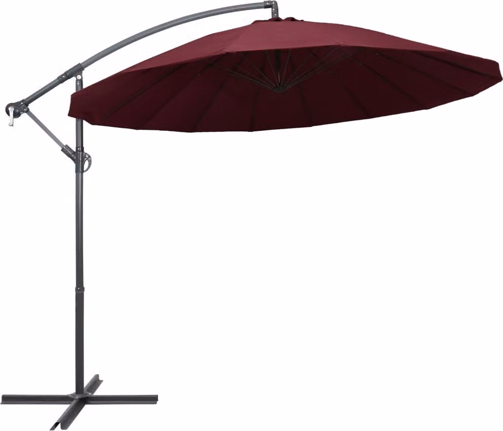 The Living Store Ombrellone a sbalzo rosso bordeaux da 3 m con asta in alluminio