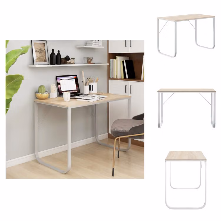 vidaXL Scrivania per computer bianca e rovere 110x60x73 cm in legno - Scrivanie