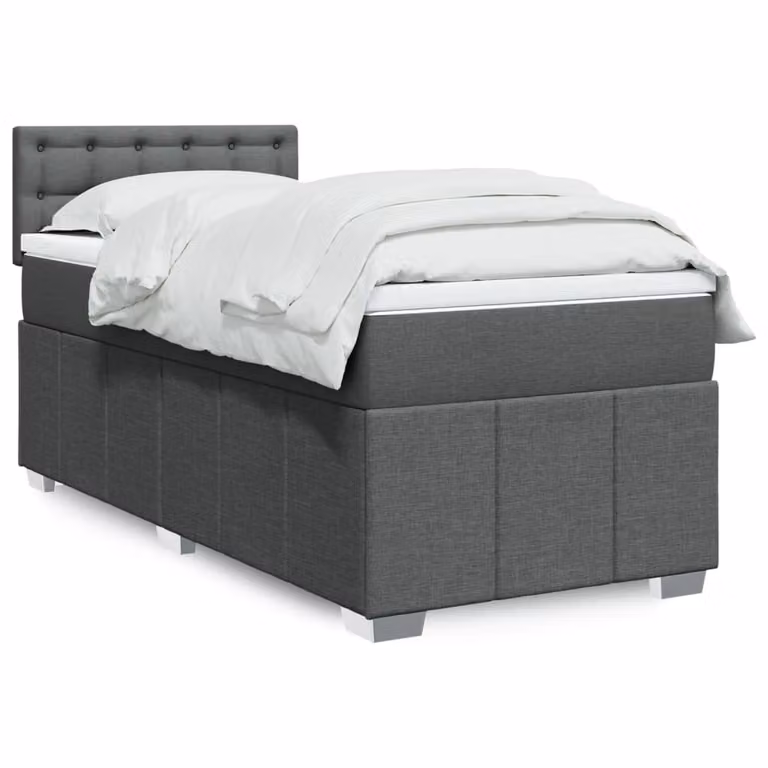 vidaXL Giroletto a Molle con Materasso in Tessuto Grigio Scuro 90x190 cm