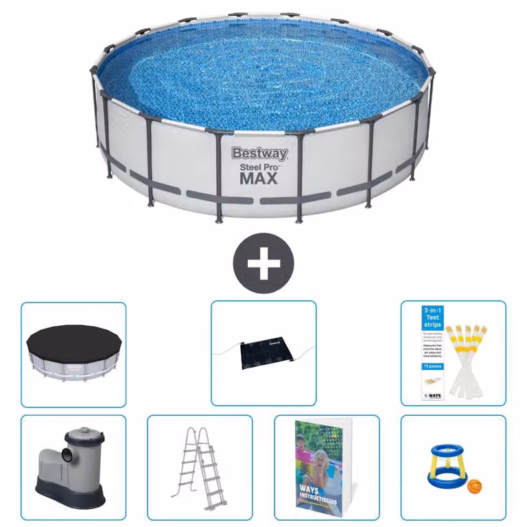 Piscina gonfiabile Bestway Steel Pro MAX, rotonda, 488x122 cm, composta da 6 parti, modello S559