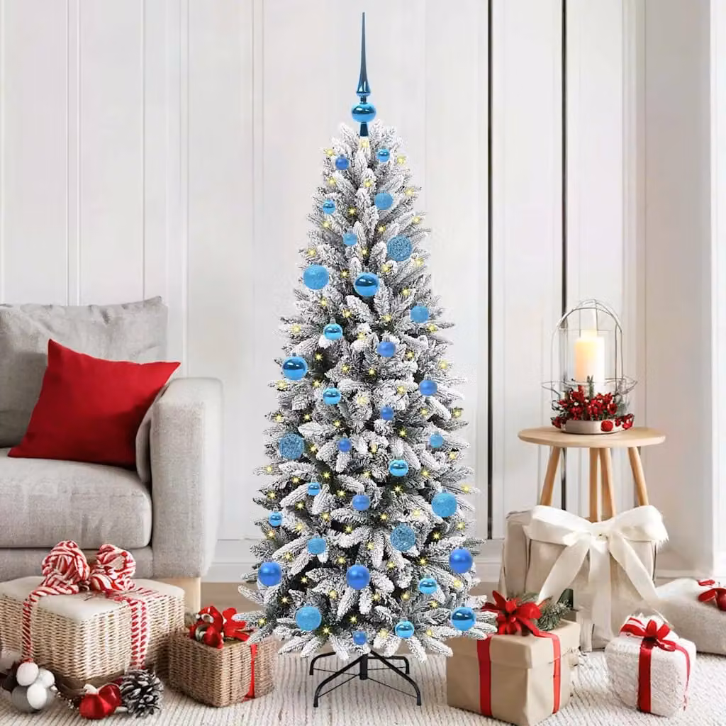 Albero di Natale artificiale vidaXL bianco e verde con luci LED bianco caldo, Altezza: 150 cm