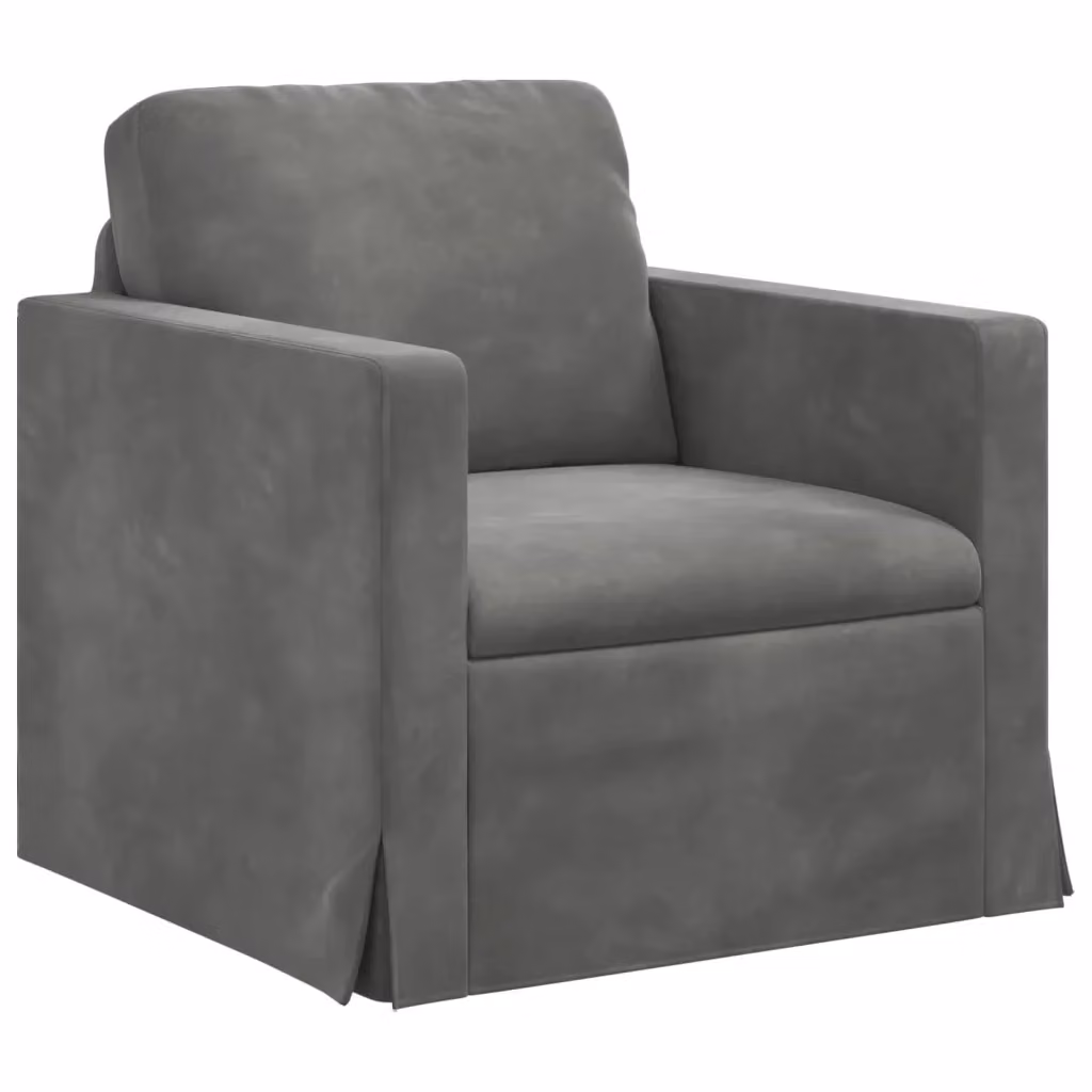vidaXL Divano Moderno in Velluto Grigio con Struttura in Metallo L: 78 cm, P: 78 cm, H: 80 cm – 2