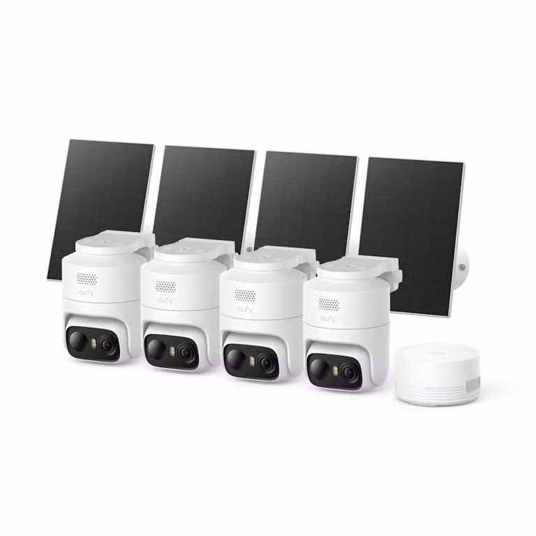 Telecamera da esterno Anker eufy C37 con ricarica solare (kit da 4 pezzi + unità HomeBase Mini), 2K, colore bianco