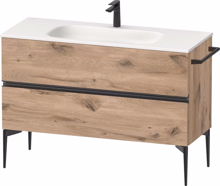 Duravit Sivida Meuble sous-lavabo, 2 tiroirs, poignée encastrée noir diamant mat, 1210x477x592mm, pour Sivida, SV46530BD550000, SV46530BD550000
