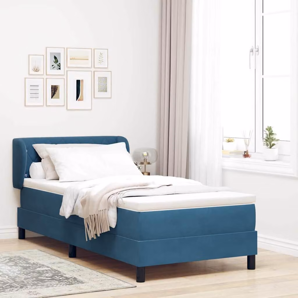 Maison Exclusive - Letto a molle con materasso Blu scuro 90 x 190 cm Velluto