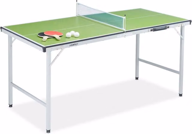 Mini tavolo da ping-pong con accessori 120 x 60 x 76 cm regolabile per interno esterno in metallo blu 13_0011053
