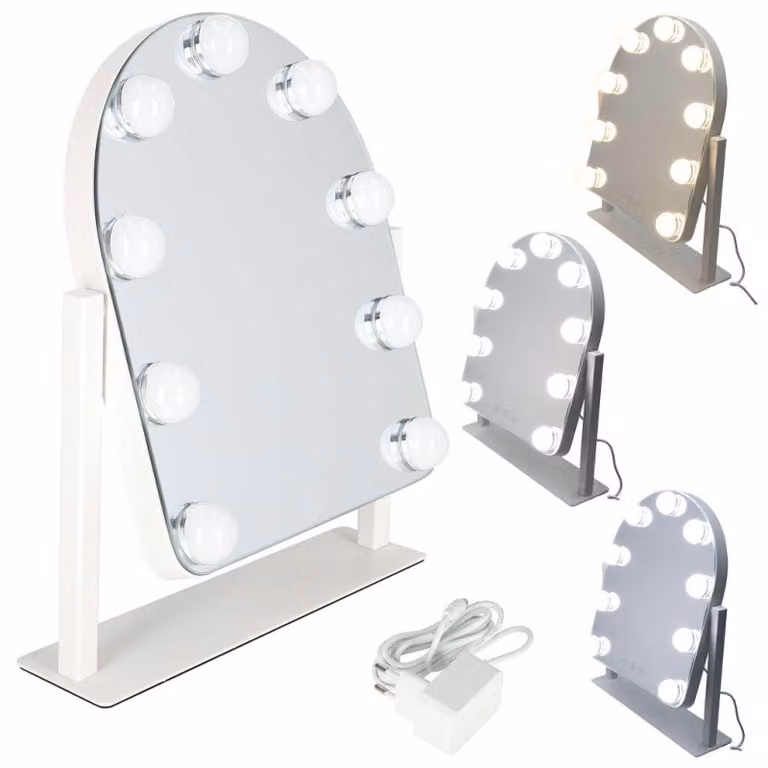 Specchio per il trucco a LED con 9 luci, ideale per l'illuminazione durante l'applicazione del make-up