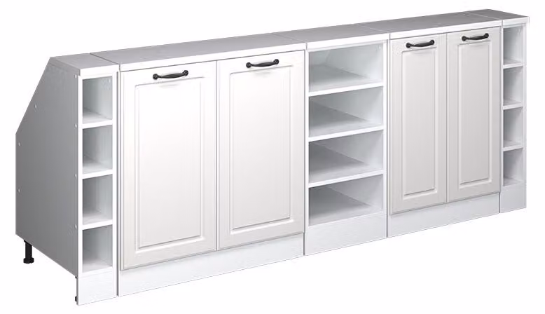 Mobile cucina sottotetto Vicco R-Line Bianco rustico 210 cm Set di 5 carcasse armadio profondità 60 cm, Model 60494