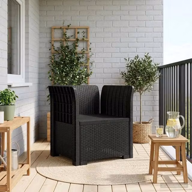 Sedia da giardino a 1 posto in stile rattan moderno color antracite