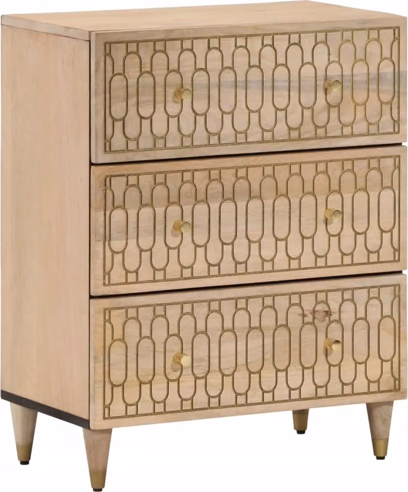 Credenze 2 pz 60x33x75 cm in Legno Massello di Mango
