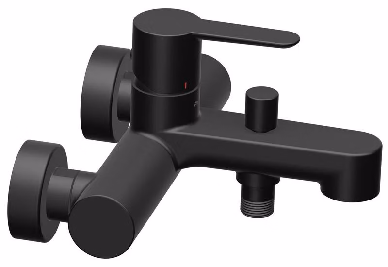 Rubinetto per vasca da bagno a parete Ravak PuriPoliuretano022.21BL con deviatore, senza set doccia, nero