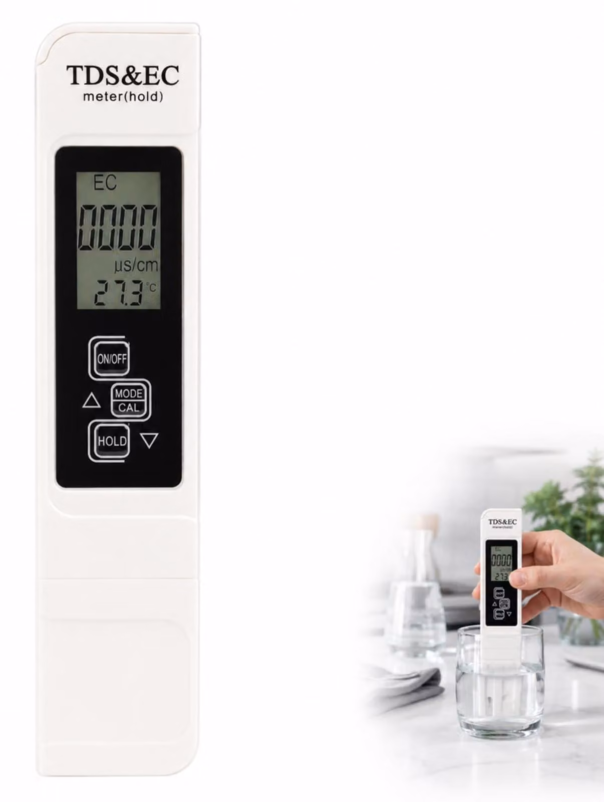 Tester digitale per la qualità dell'acqua, modello 3-in-1: TDS, EC, con display LCD, adatto per l'acqua potabile e gli acquari
