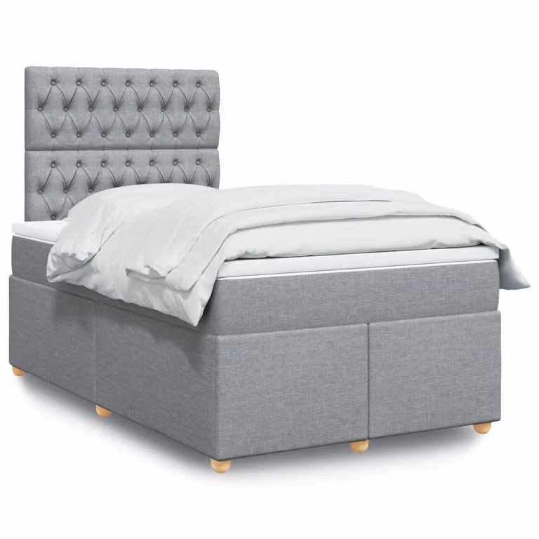 vidaXL Letto Ibrido Moderno con Materasso in Tessuto Grigio e Bianco L/P/H: 120 x 200 cm