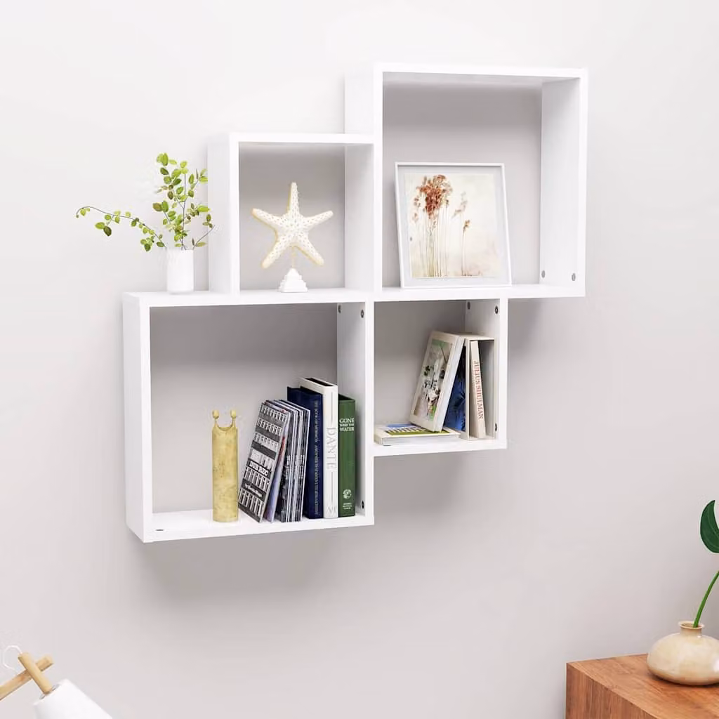 vidaXL Mensola da Parete a Cubo Bianca in Legno MDF, L 80 cm x P 15 cm x H 78,5 cm