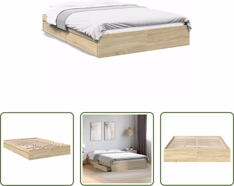 The Living Store Struttura letto con cassetti rovere Sonoma 160x200cm materiale legno