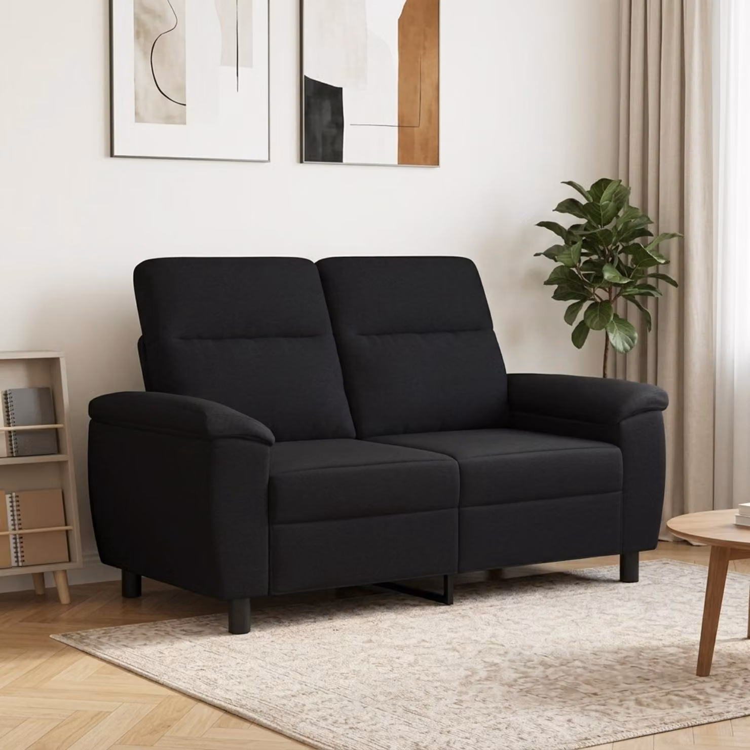 Divano moderno vidaXL in tessuto nero con struttura in metallo L: 158 cm, P: 90 cm, H: 95 cm