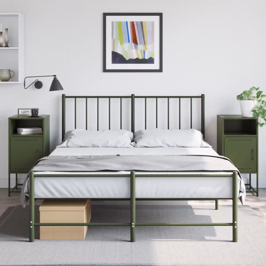 Set di 2 comodini vidaXL in metallo verde opaco stile industrial, L/P/H: 36 x 39 x 78 cm – 1