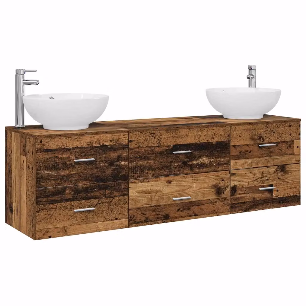 Set di mobili da bagno moderno vidaXL in legno marrone con base lavabo e mobiletto laterale, L/P/H: 161,0 x 40,65 x 80,0 cm – 2