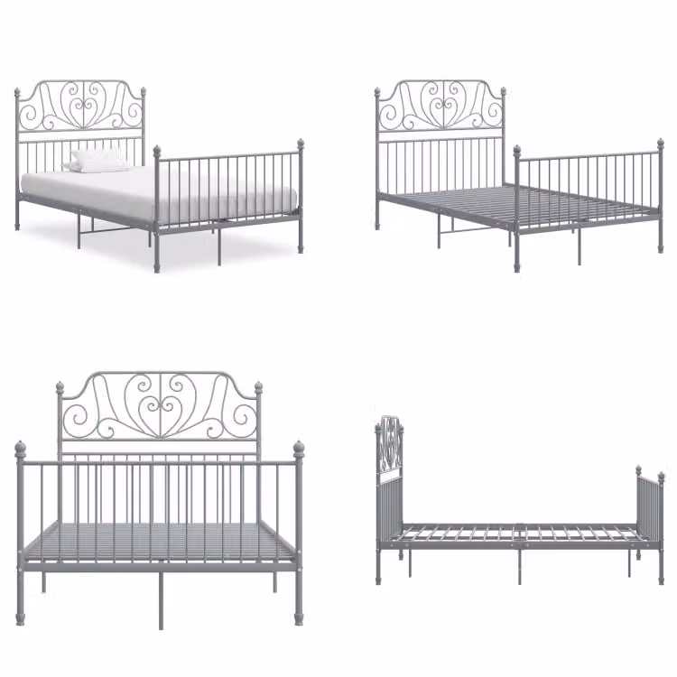 vidaXL Struttura letto in metallo grigio 120x200 cm - Struttura letto - Struttura letto in metallo - Letto - Letti