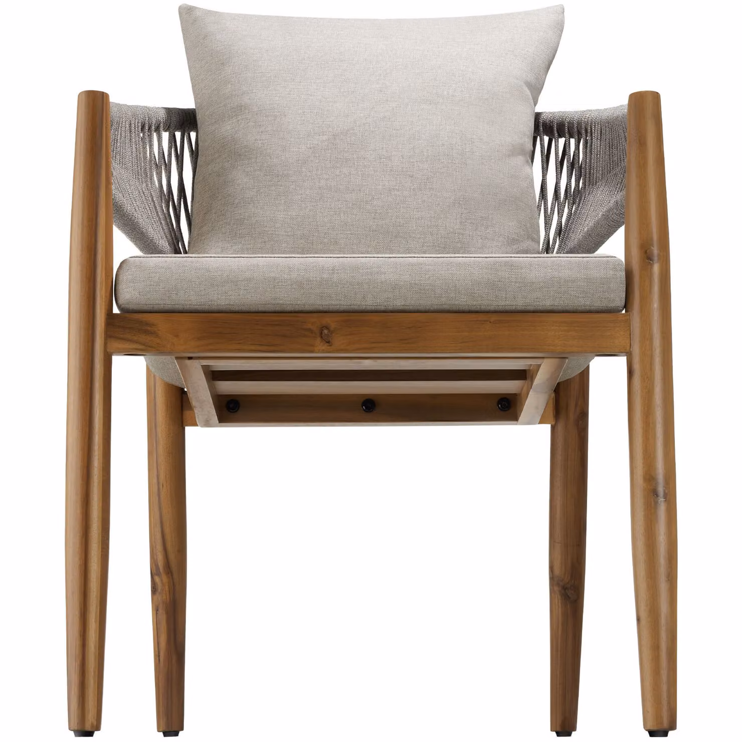 Set di 2 sedie da giardino TecTake in legno di acacia laccato con cuscini beige e braccioli – 1
