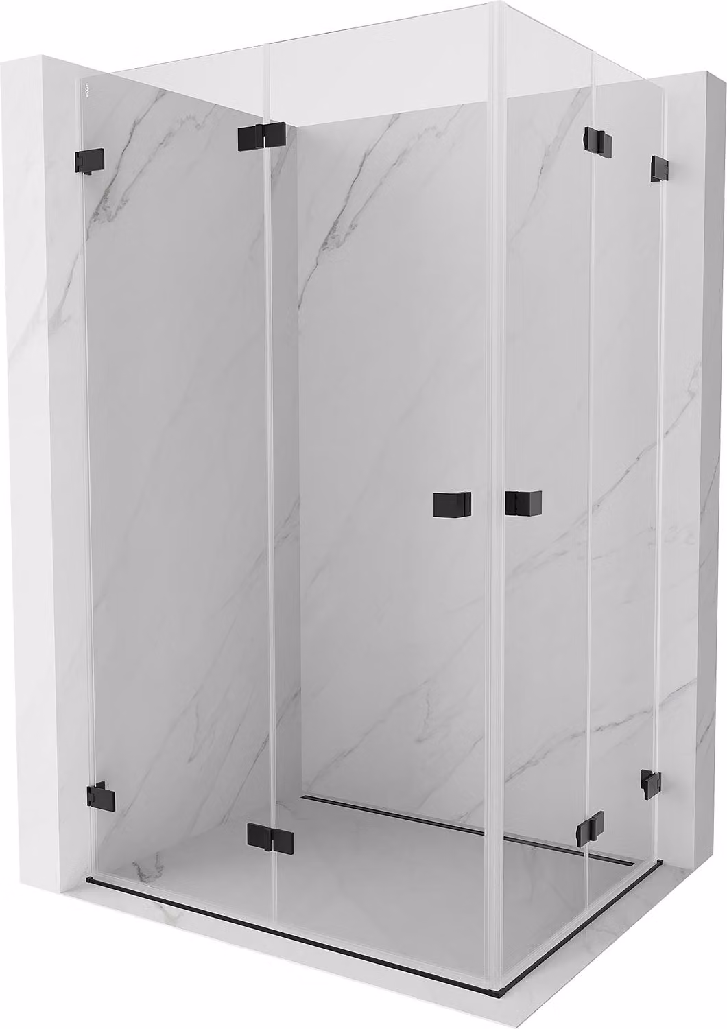 Mexen Lunar-F Duo cabina doccia pieghevole 100 x 70 cm, trasparente, nero - 836-100L-070P-70-00