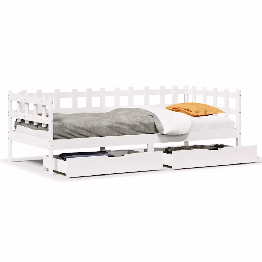 Dormeuse con cassetti vidaXL in legno massello di pino bianco stile rustico L/P/H: 200 x 80 x 68,5 cm – 2