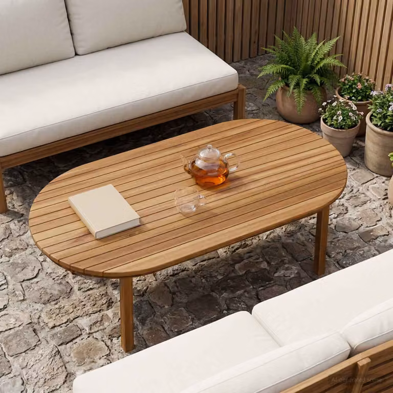 Piano del tavolo ovale in legno di teak solido vidaXL, marrone, L: 110 cm, P: 55 cm, H: 3,5 cm