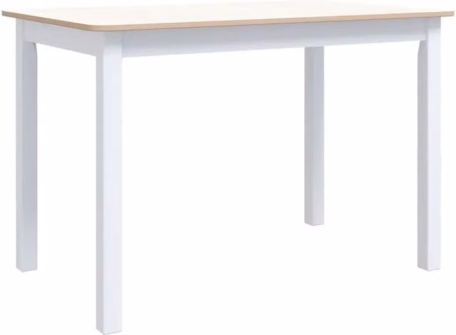Tavolo da Pranzo | Tavolo da cucina Bianco e Marrone 114x71x75cm Massello di Hevea