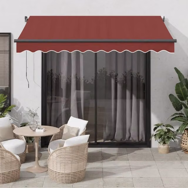 Tenda da Sole Retrattile Automatica con LED vidaxl, Colore Antracite o Rosso, L: 350 cm x P: 250 cm – 1