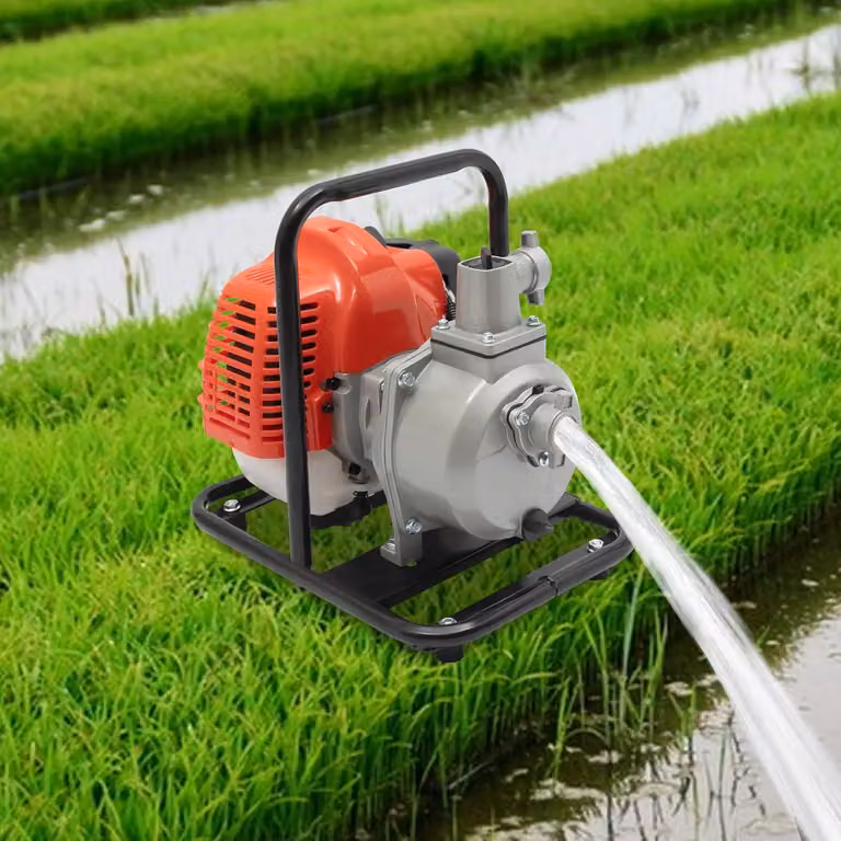 Pompa per carburante - Pompa per giardino - Pompa per stagno - Pompa a motore - Pompa di sollevamento acqua - Motore a 2 tempi da 1,25 kW - Portata: 10.000 litri/ora