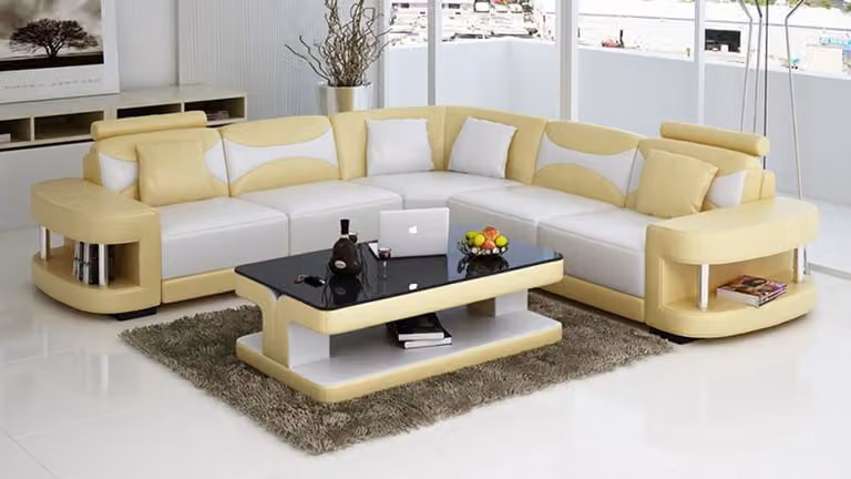 Design Ecksofa Leder Sofa Couch Polster Eck Sitz Wohnlandschaft Garnitur-L-Form
