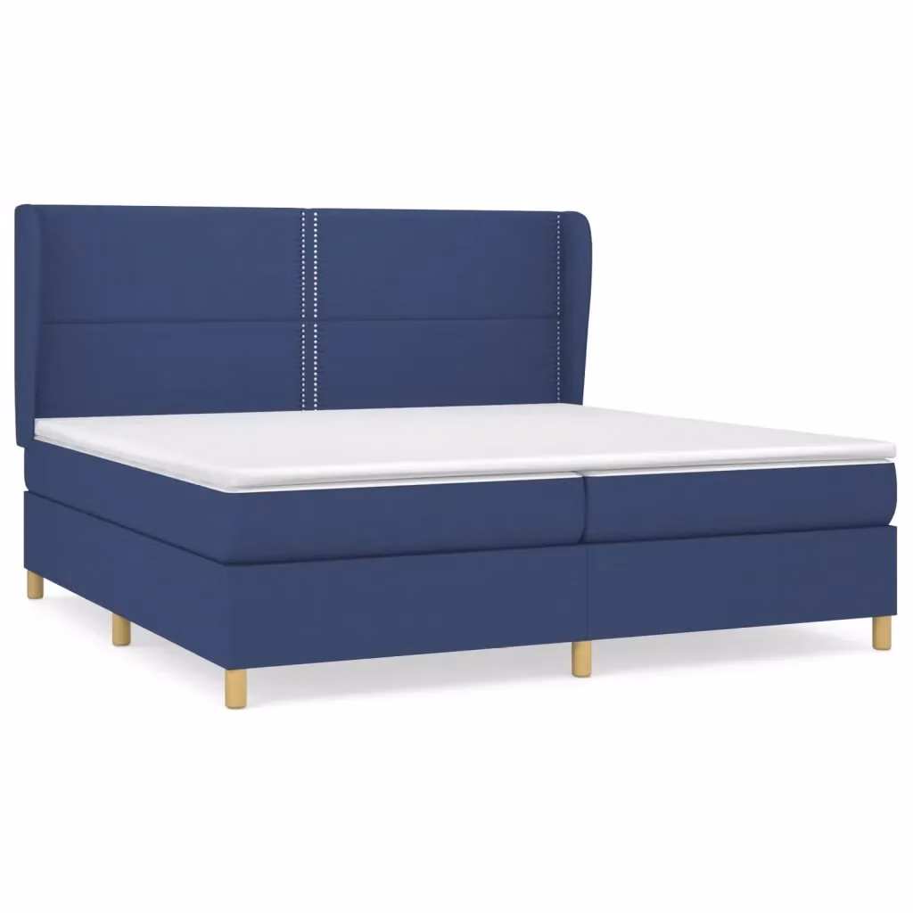 Letto Ibrido vidaXL con Giroletto a Molle e Materasso in Tessuto Blu e Bianco L/P/H: 200 x 200 x 25 cm – 2