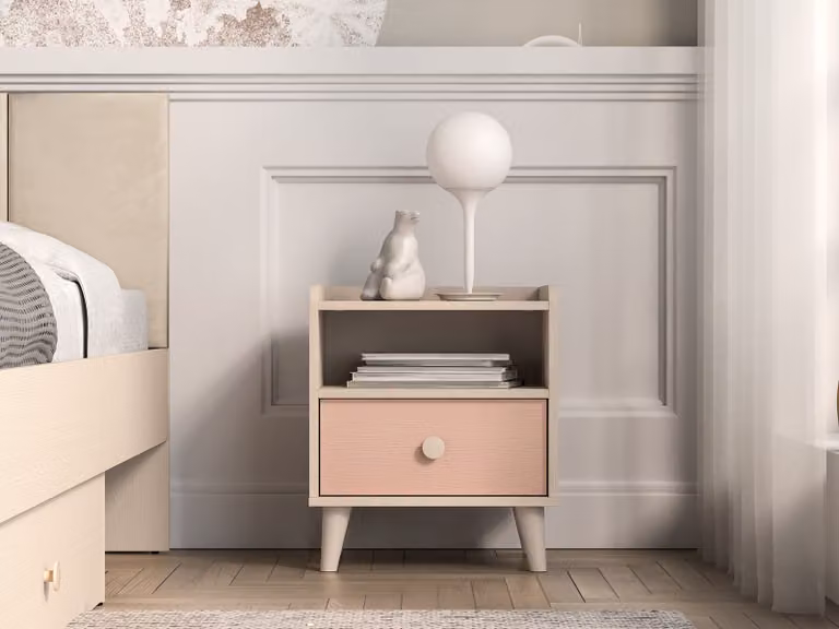 Comodino per cameretta bambini OLIVIA - beige / rosa