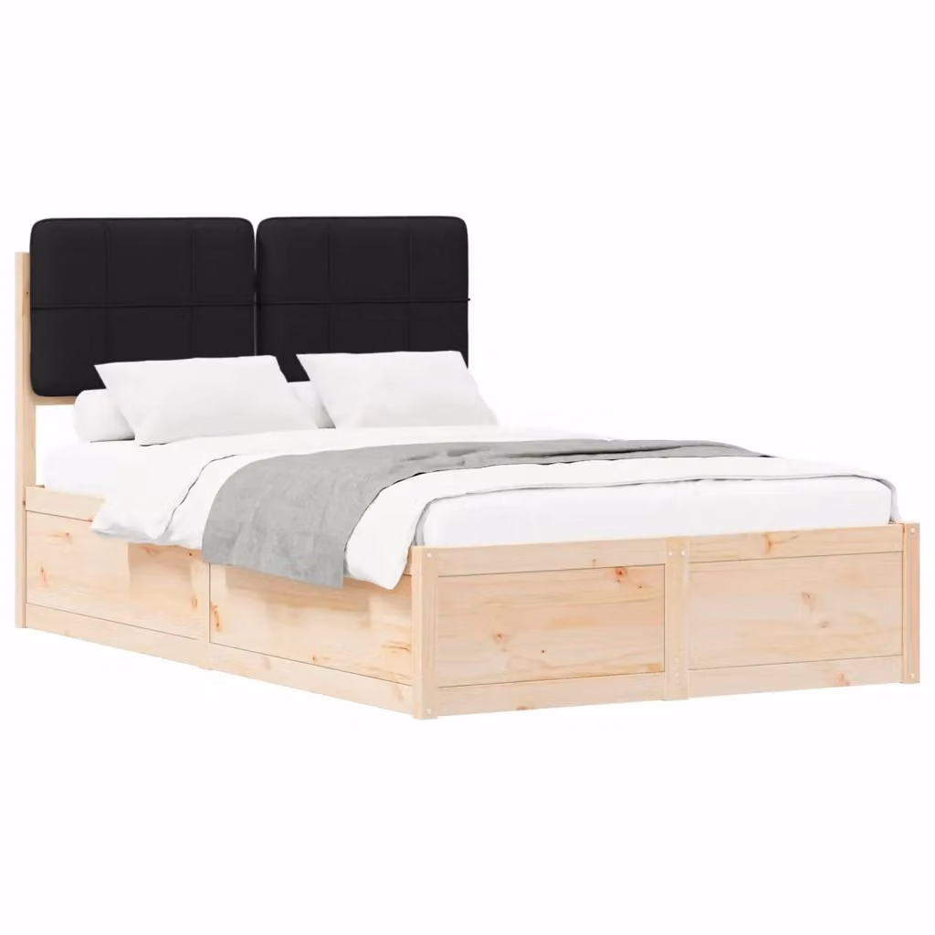 Letto con testiera rivestita in tessuto nero vidaXL in pino massello L/P/H: 200 x 120 x 93 cm – 2