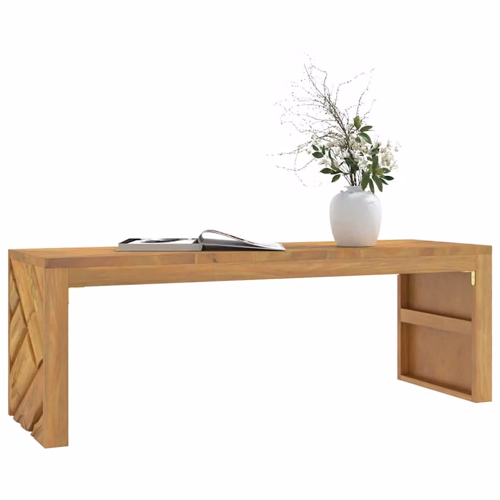 vidaXL Tavolino da Salotto Rettangolare in Legno Massello di Teak Marrone L: 110 cm, P: 35 cm, H: 38 cm