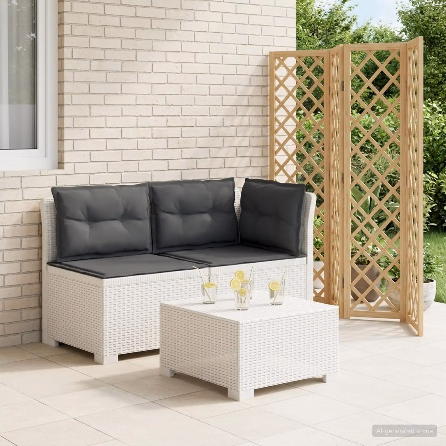 Divano da giardino a 2 posti vidaXL con cuscini in aspetto rattan e rivestimenti rimovibili resistente ai raggi UV