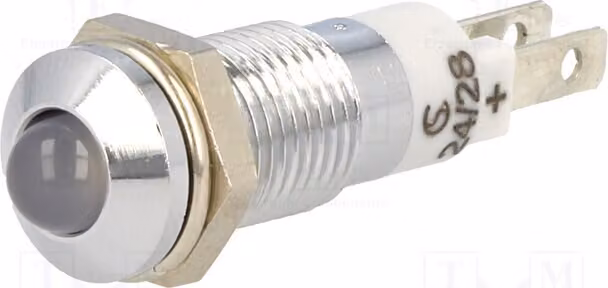 1 x Indicatore luminoso: LED convesso, grado di protezione IP40, foro di montaggio: Ø 8,2 mm, alimentazione: 24÷28 VDC, metallo, modello SMQD08614, LED