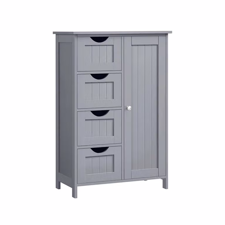 Mobile da Bagno, con 4 Cassetti, 30 x 55 x 82 cm, Grigio Tortora / Con 4 Cassetti (30 x 55 x 82 cm)