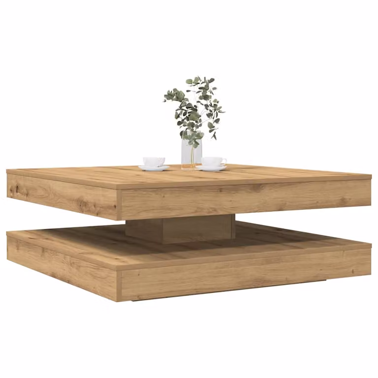 vidaXL Tavolino da Caffè Moderno con Piano Girevole a 360 Gradi in Legno Marrone L/P/H: 90 x 90 x 34,5 cm