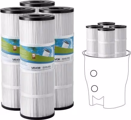 Cartuccia Filtro per Piscina e Spa VEVOR Bianca, Compatibile con Pentair CCP320 e Pleatco PCC80-PAK4