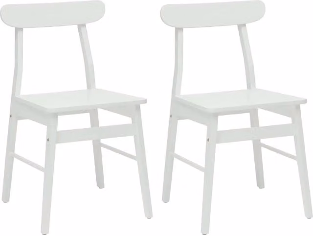 Set di 2 sedie da pranzo in legno laccato bianco per cucina e soggiorno L/P/H: 43 x 44,5 x 77 cm