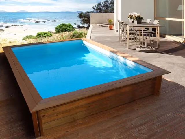 Piscina rettangolare in legno Toledo Habitat et Jardin, colore marrone, L: 300 cm, P: 200 cm, H: 71 cm