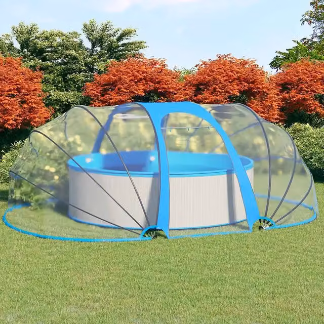 Calotta trasparente e blu per piscina ovale Videx in PVC e acciaio L: 530 cm, P: 410 cm, H: 210 cm – 1