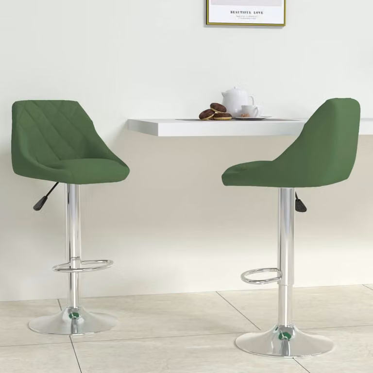 Set di 2 sgabelli da bar vidaXL in velluto verde scuro con seduta girevole a 360 gradi