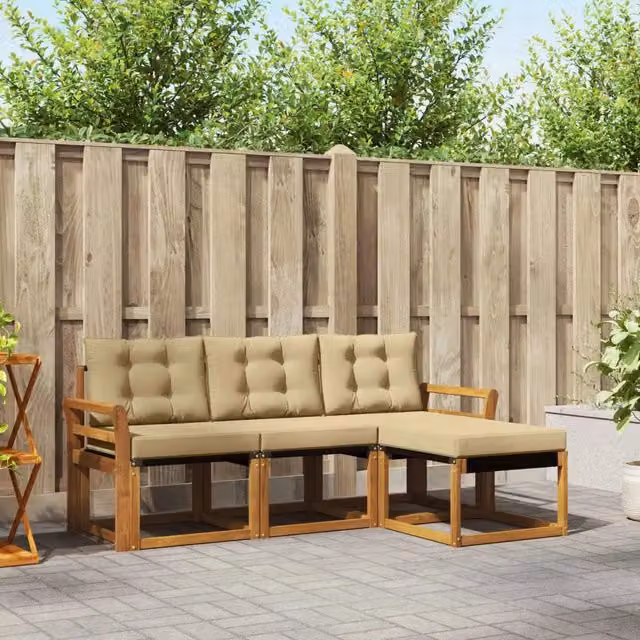 Set di divani da esterno 4 pz Naturale e Beige 3368548