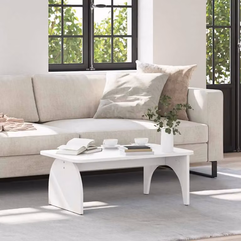 vidaXL Tavolino da salotto rettangolare in legno di pino bianco stile rustico L 80 cm x P 50 cm x H 31 cm