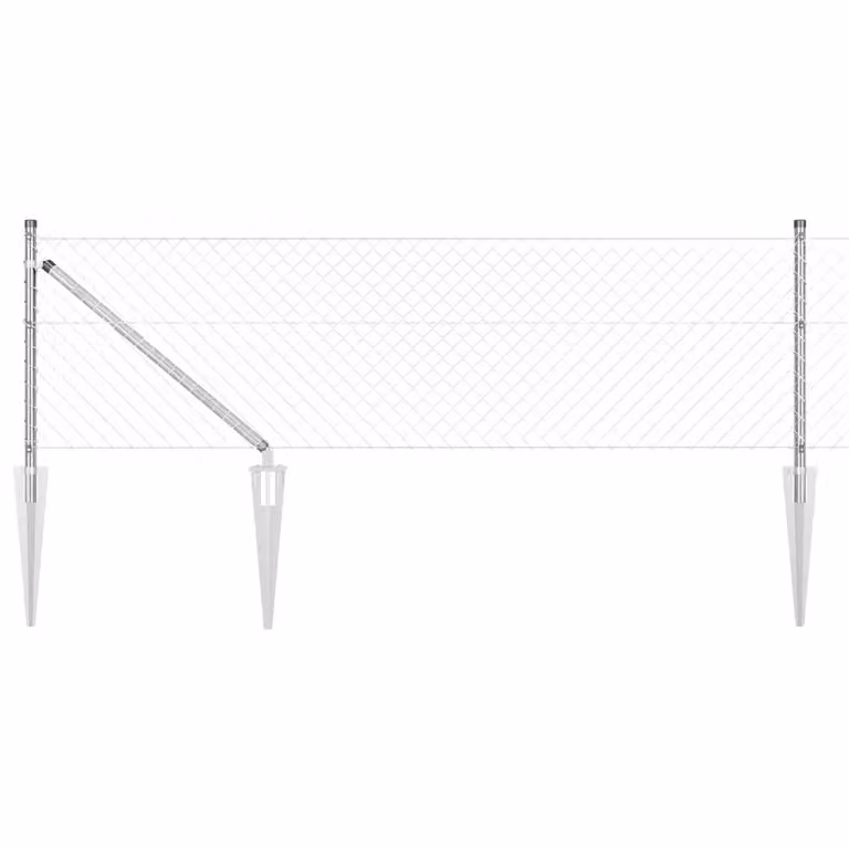Recinzione a maglie con punte vidaXL in acciaio zincato color argento, L: 10 m, H: 0,6 m
