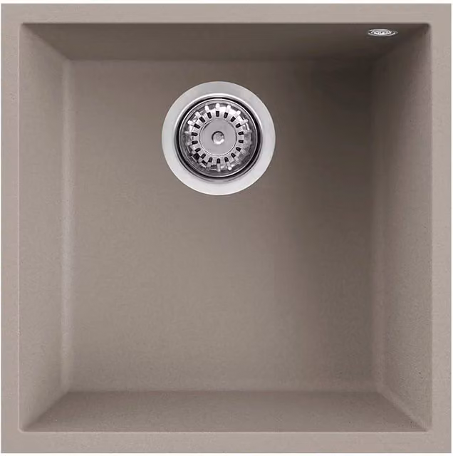 Lavello sottotop Elleci Quadra 102 in Granitek Grigio Tortora con 1 vasca 44 x 44 cm