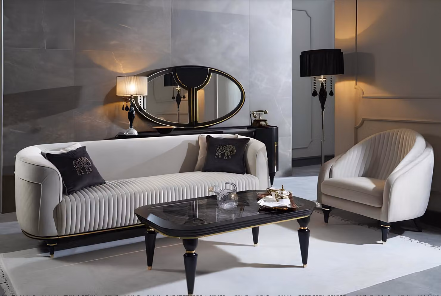 Set di divani 3+1 posti tavolino set tessile design moderno 3 pezzi mobili nuovi