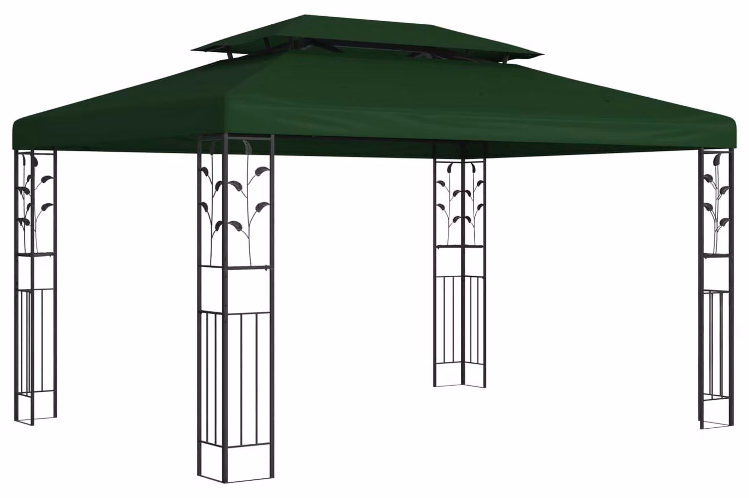 Gazebo 3,97 x 2,96 x 2,68 m Verde Poliestere e Acciaio
